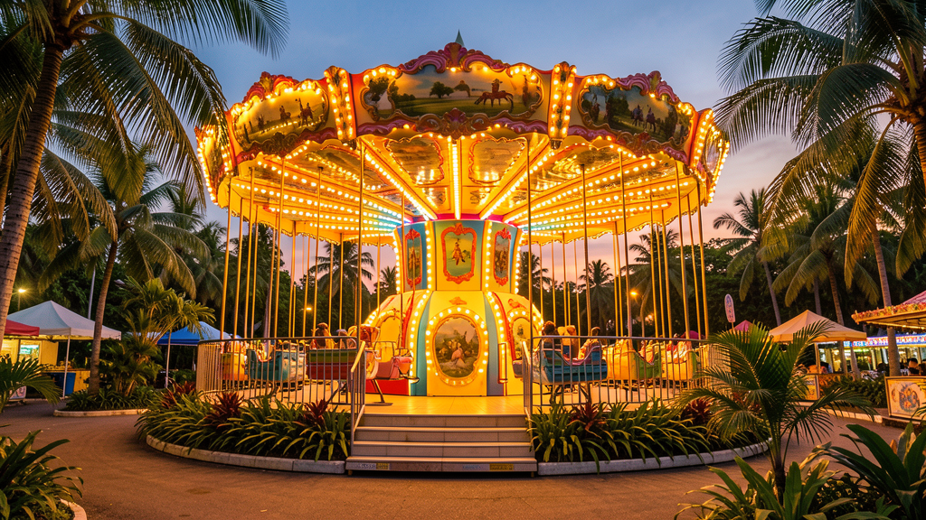 Colorful family ride with ornamental theming